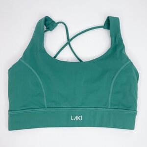 Laki Active Vera Pine Sage Green Crisscross Strap Sports Bra